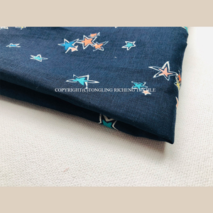 L14*14 Pure Linen Print Fabric for Dress
