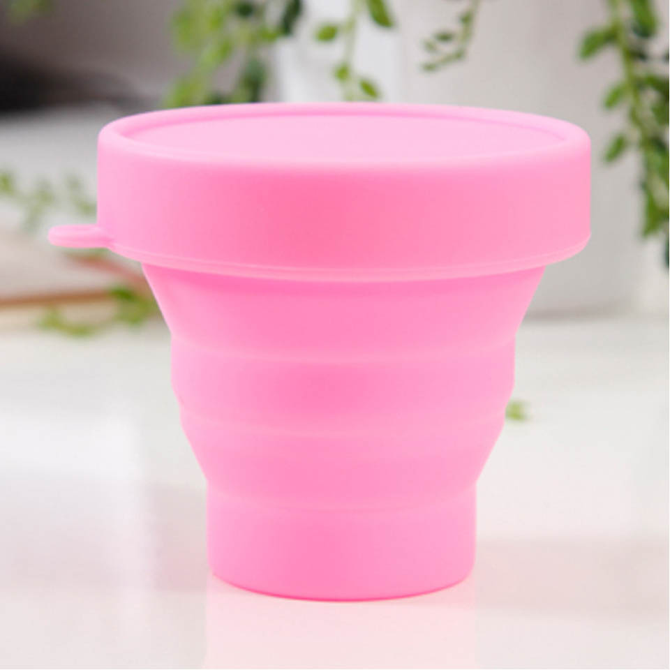 Protable Solid Color Water Silicone Cups Folding Gargle Cup For Outdoor