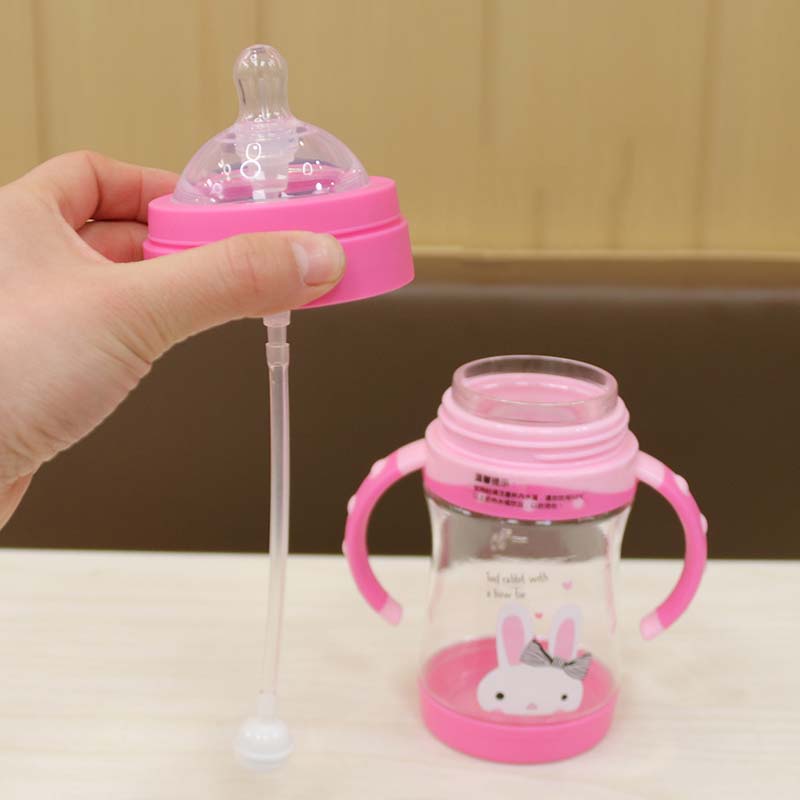 Cute Baby Bottle Kids Children Learn Feeding Drinking Water Straw