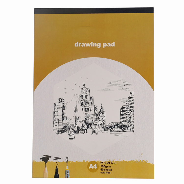 Drawing Pad 100gsm 40 Sheets Tape Bound Colored Cover A3 A4 5x7"