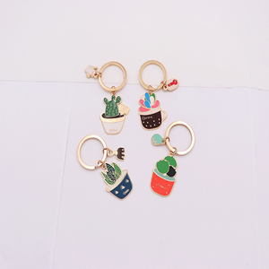 Wholesale Plant Keychain Gold Plated Cartoon Keychain with Ring