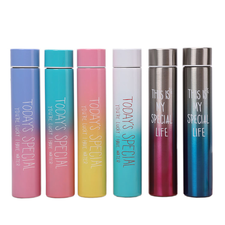 11oz custom printing gradient color slim Stainless Steel Bottle Vacuum Flask 