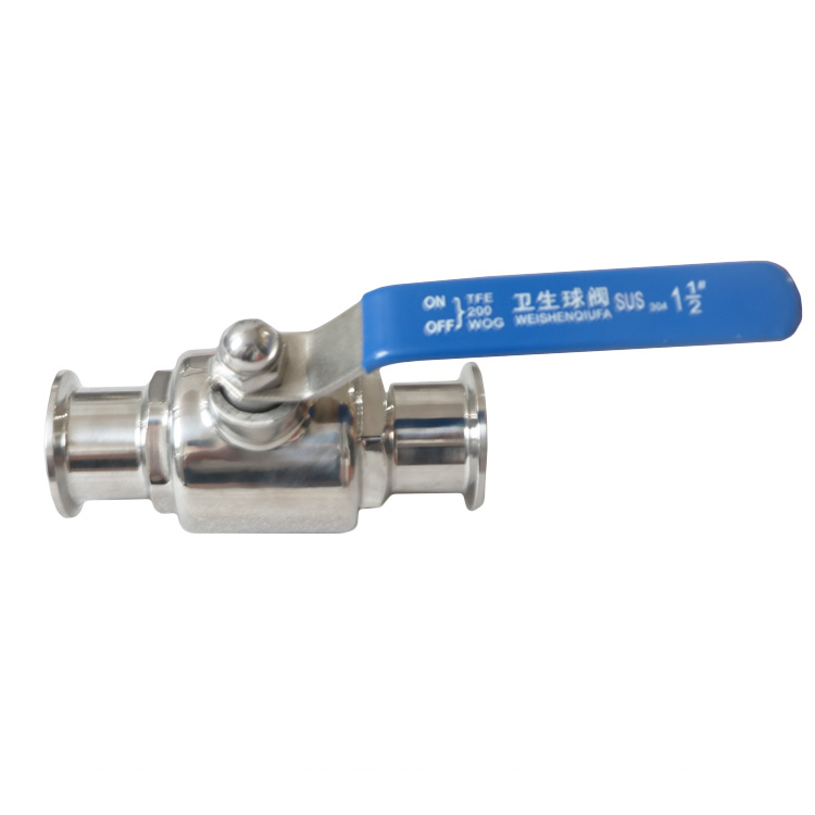sanitary direct way ball valve with clamped ends