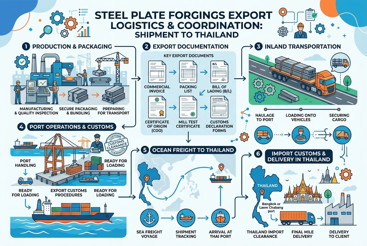 Коване на тежка стоманена плоча за Тайланд