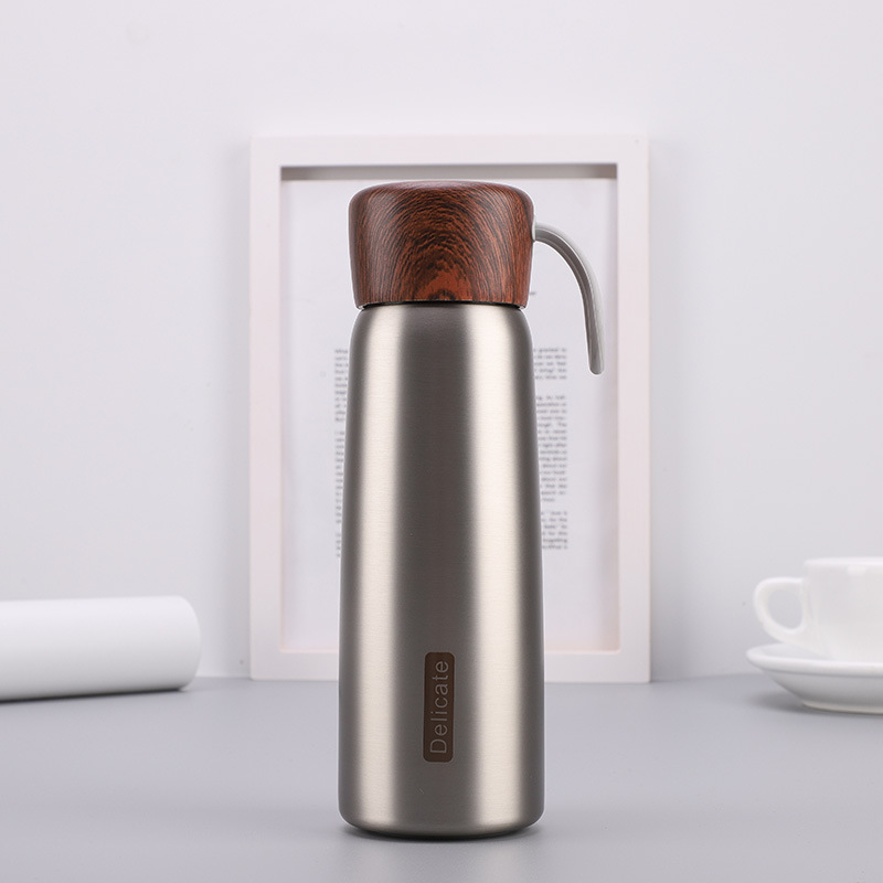 400ml 500ml Outdoor Sports Customized Stainless Steel Water Bottle Wooden Grain Cover Vacuum Flask