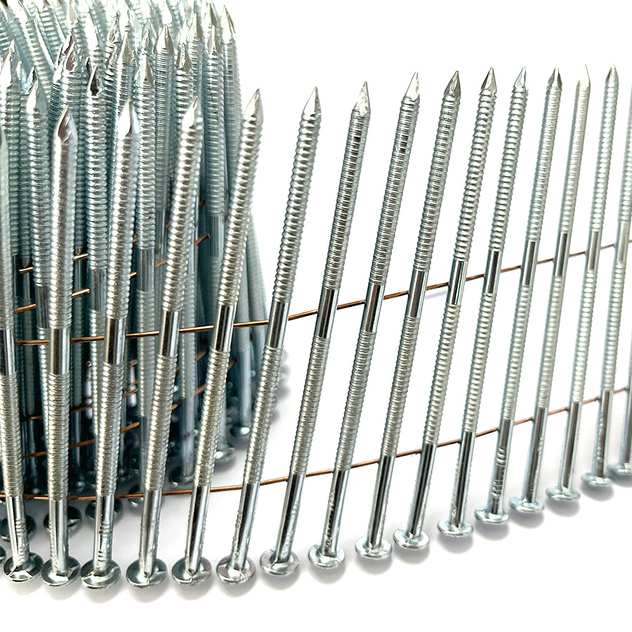 Detalye ng ring shank ng 15 degree na galvanized coil nails