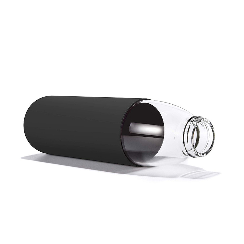 500ml High Quality Transparent Clear Borosilicate Bamboo Lid Glass with Silicone Sleeve