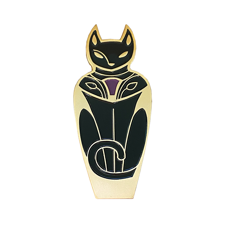 Wholesale Manufacturer antique art black cool Egypt's cat soft enamel zinc alloy Lapel Pin