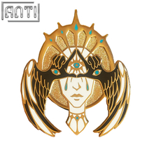 Custom Cartoon Handsome Beautiful Wizard Wings Divination Design Lapel Pin High Quality Gold Metal Hard Enamel Badge For Gift
