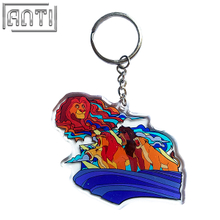 Custom Handsome Lion Acrylic Key Ring America Funny Cartoon Animal Movie Offset Printing Metal Key Ring Accessories For Gift