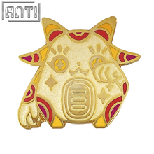 Custom Cartoon Cute Little Monster Lapel Pin Red And Yellow Striped Design White Glitter Hard Enamel Gold Metal Badge For Gift