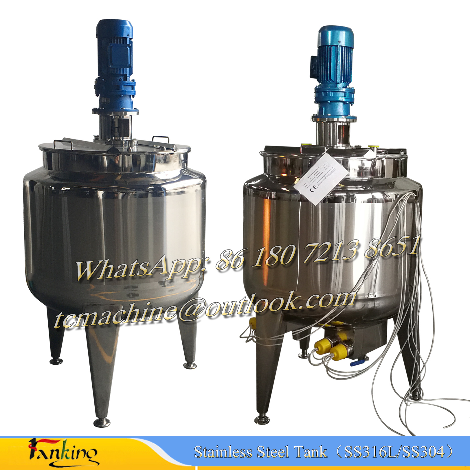 Stainless steel vessel for mixing / emulsifying / homogenizing / cooling / heating jacketed tanks