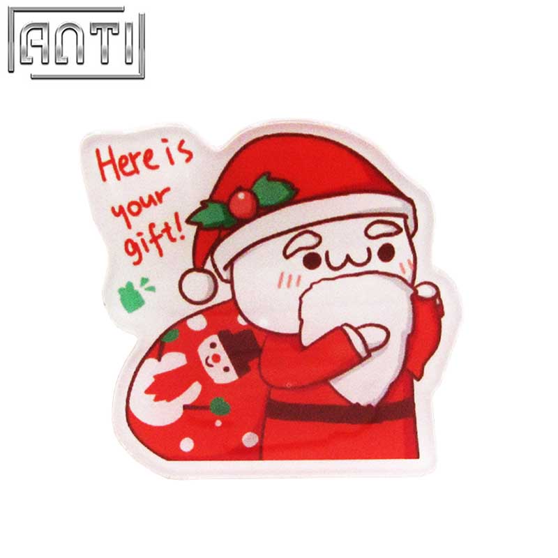 Custom Design Logo Your Own High Quality Santa Claus Christmas Gift Offset Print Badge Lapel Pin 