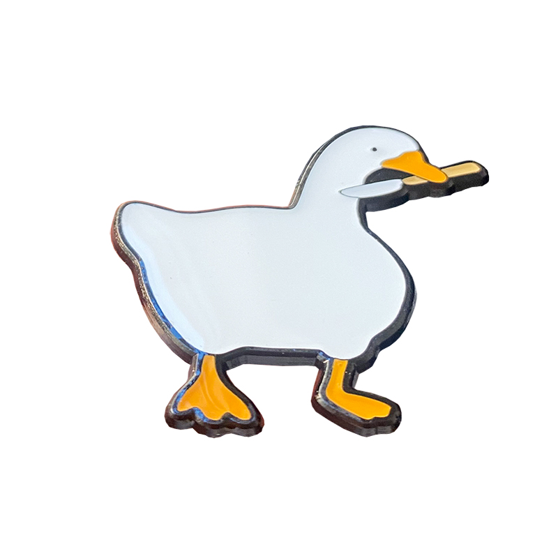 Wholesale Custom amusing game kwaii animal white goose black nickel soft enamel Lapel Pin