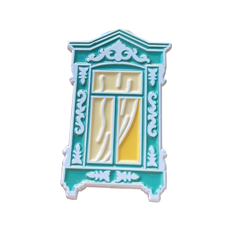 Custom white dyed soft enamel antique art excellent green and yellow Magnificent design Lapel Pin