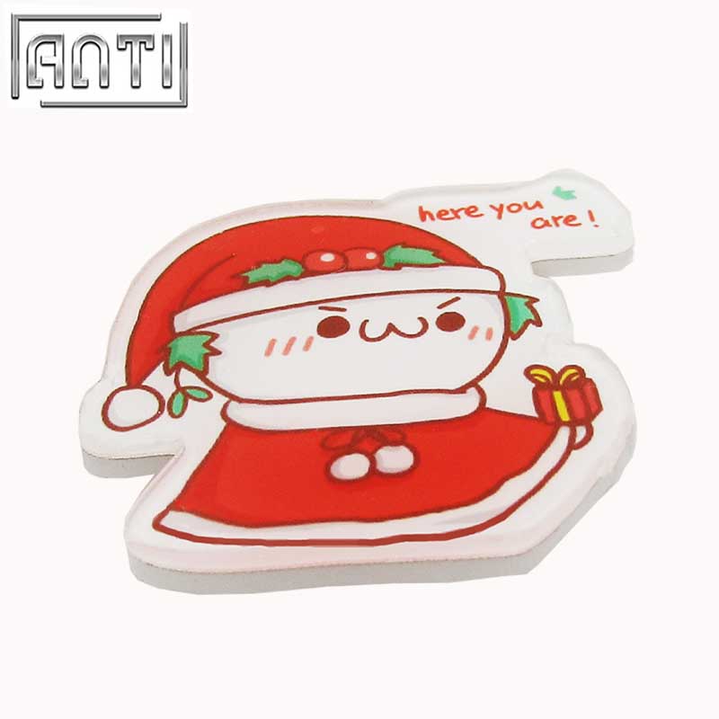 Hot Sale Manufacturer Custom Your Own High Quality Design Red Cartoon Figure Christmas Acrylic Offset Print Badge 