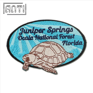 Round 100% Embroidered Patches for Coats Cartoon Turtle Embroidery Pattern