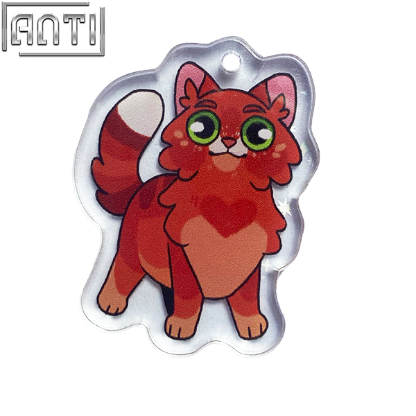 Custom Cute Cartoon Animal Red Elfin Acrylic Key Ring High Quality Offset Printing Metal Key Ring A Gift For Friend