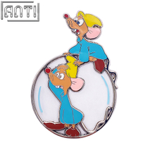 Custom Two Cute Cartoon Little Mice Lapel Pin Blue Transparent Bubble Glass Texture Art Excellent Design Hard Enamel Badge