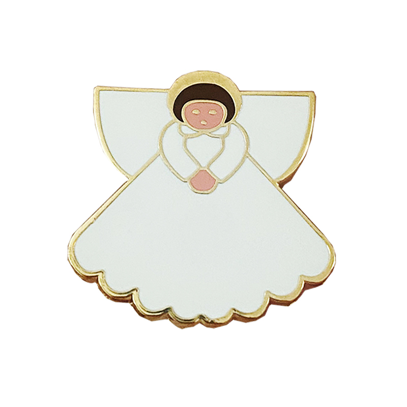 Wholesale manufacturer beautiful white angel girl hard enamel zinc alloy lapel pin
