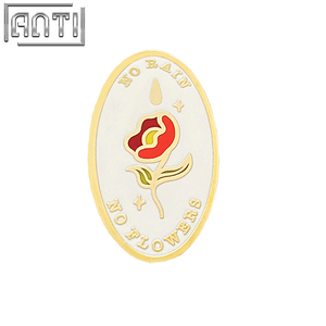 Custom White Oval Red Beautiful Flower Design Lapel Pin Wholesale High Quality Company Logo Mens Suit Pins For Clothes Bag Gift