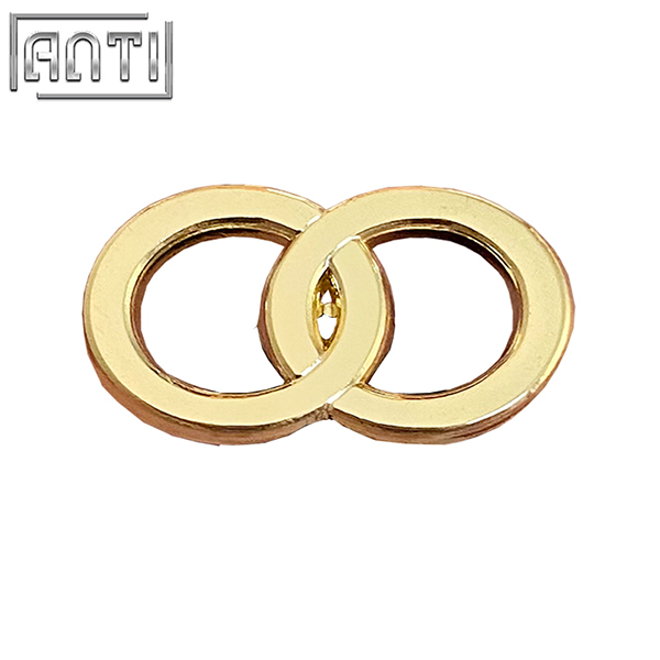 Wholesale Two Circles Badge Overlap And Hollow Out Die Cast Gold Metal Soft Enamel Zinc Alloy Lapel Pin With Backing Card