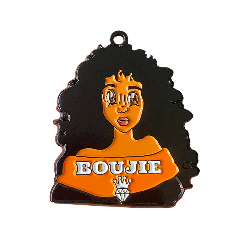 Badge Manufacturer Custom high quality orange fashion butterfly lady black nickel soft enamel Lapel Pin