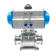 Pneumatic Sanitary 3-Piece Clamp Ball Valve With Aluminum Actuator