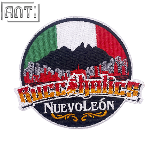 Custom Tour Mountain Road Embroidery Alphabet Art Excellent Design Club Sports Green And Red Round Embroidery Boutique For Gift