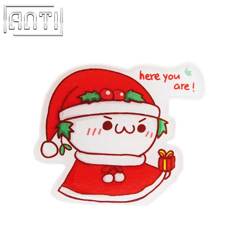 Hot Sale Manufacturer Custom Your Own High Quality Design Red Cartoon Figure Christmas Acrylic Offset Print Badge 