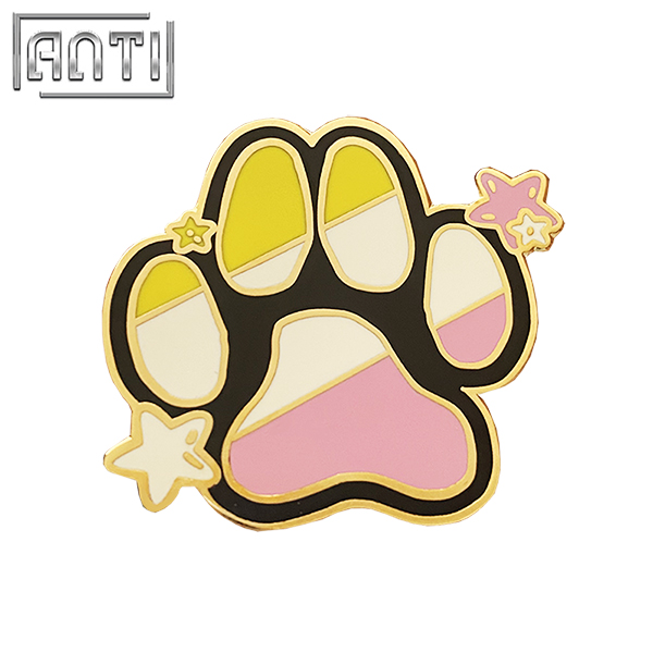 Custom Cute Yellow White Pink Cartoon Animal Palm Star Lapel Pin Wholesale Manufacturer Hard Enamel High Quality Badge