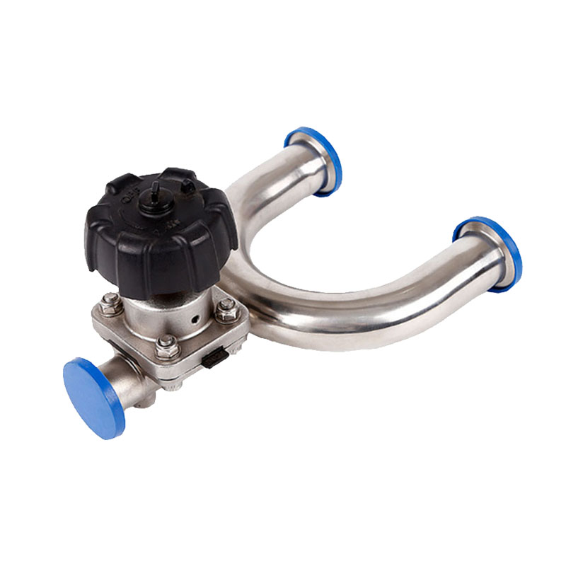 Hygienic 3 way UType Diaphragm Valve With Sampling Outlet For