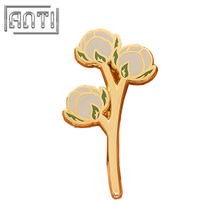 Custom Cartoon Blue Beautiful Flower Cotton Lapel Pin High Quality Gold Metal Hard Enamel Pins For Clothes Bag Gift