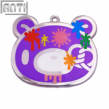 Custom Cute Purple Bear Head Lapel Pin Art Excellent Design Cartoon Many Color Print Hard Enamel Silver Metal Badge For Gift