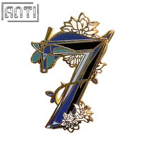 Custom Interesting Colorful 7 Design With White Flowers Lapel Pin Art Excellent Design Hard Enamel Gold Metal Badge