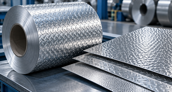 Double-sided embossed aluminum