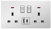 B50 Series 1 USB+1 Type C With Neon Switch Socket With PC Materical Different Color Home Socket Wall Switch Socket 