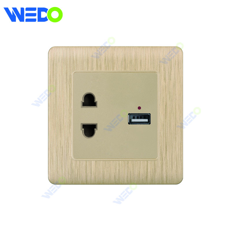 C20 86mm*86mm Home Switch White/silver/gold 2 PIN SOCKET +USB/ 2 PIN SOCKET +2USB Light Electric Wall Switch PC Cover with IEC Certificate