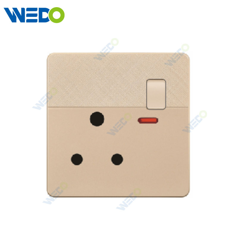 D1 Light Switch Simple Electric, Wall Switch Light 15A Switched Socket With Neon Wall Switch PC Material Cover with IEC Report SASO