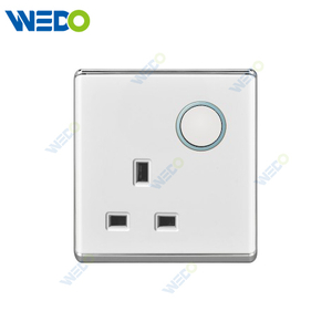 S2-W Home Switches 13A Switched Socket with LED Light Ring 250V Light Electric Wall Switch Socket PC Material with Chrome Frame