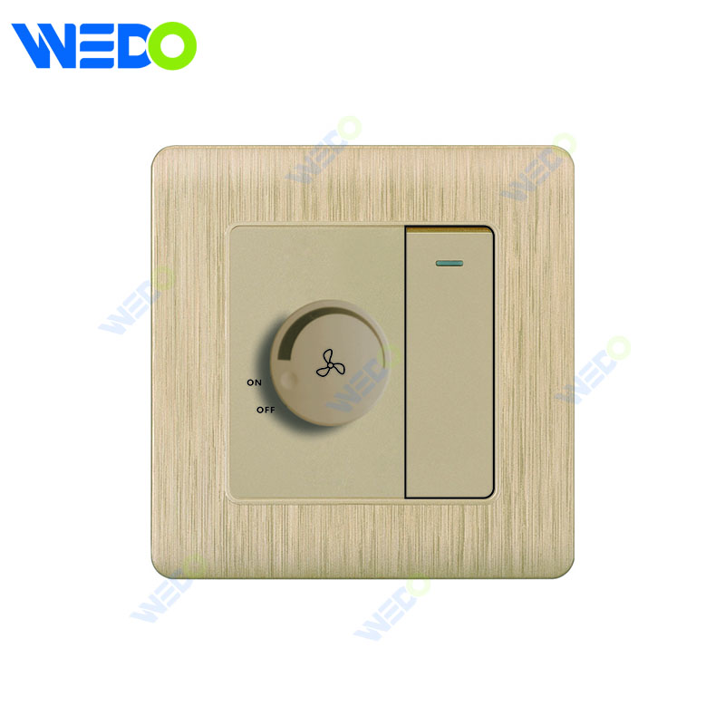 C20 86mm*86mm Home Switch White/silver/gold 1G SWITCH FAN DIMMER 500W Electric Wall Switch PC Cover with IEC Certificate