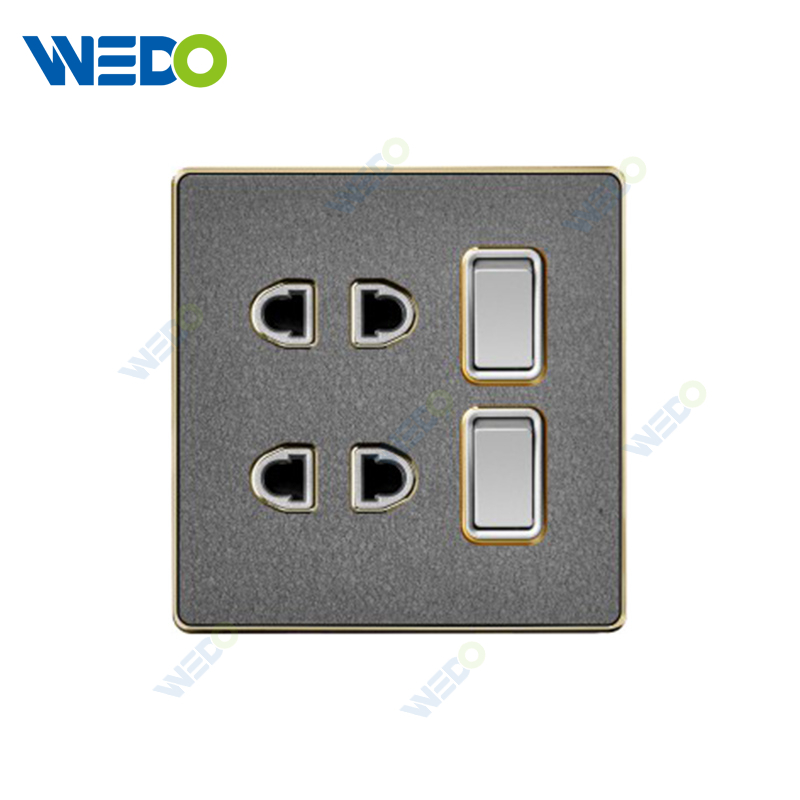 ULTRA THIN A1Series 2 gang 1 way switch and 2 gang 2pin socket Acrylic / Leather Different Color Different Style Fashion Design Wall Switch 