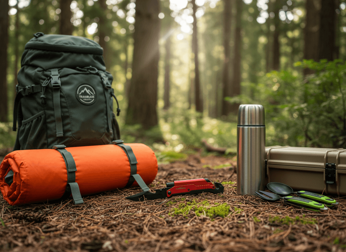 Using an Albatross gear tool while setting up camp outdoors