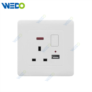 C50 Home Switches 13A Switched Socket with Neon+USB White/gold/silver/brush Gold/wood/brush Silver