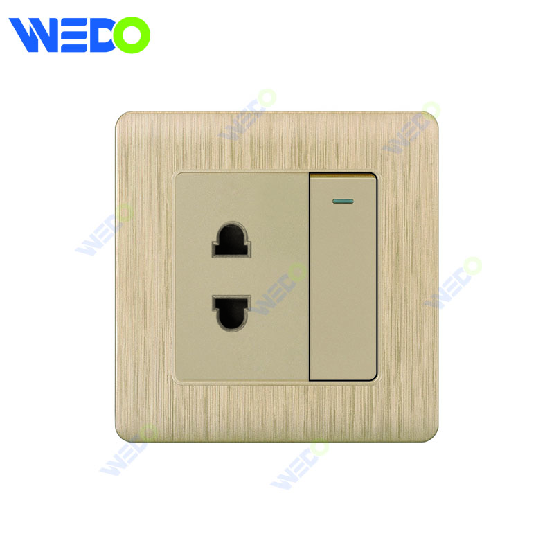 C20 86mm*86mm Home Switch White/silver/gold 1Gang Switch 2 PIN SOCKET / 1 Gang Switch 4 PIN SOCKET Light Electric Wall Switch PC Cover with IEC Certificate