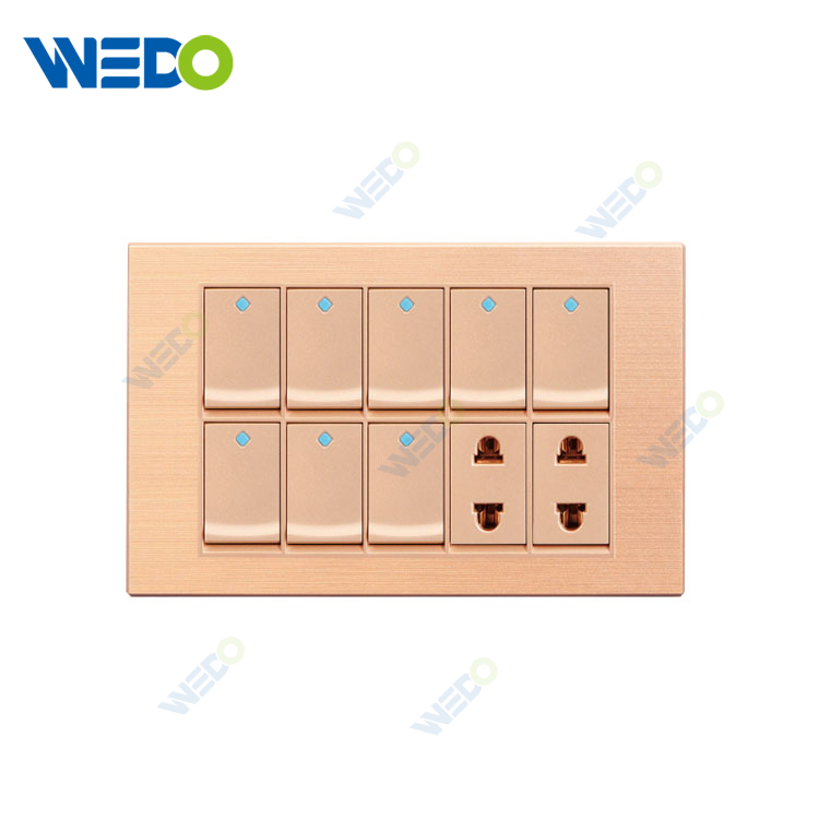 Pakistan Popular PC Electrical Switches 8 Gang Switch With 2 Gang Socket 8+2 Switch Socket 