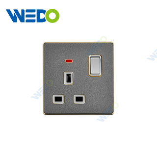 ULTRA THIN 13A Switch Socekt w/without neon With Acrylic / Leather Different Color Different Style Fashion Design Wall Switch 