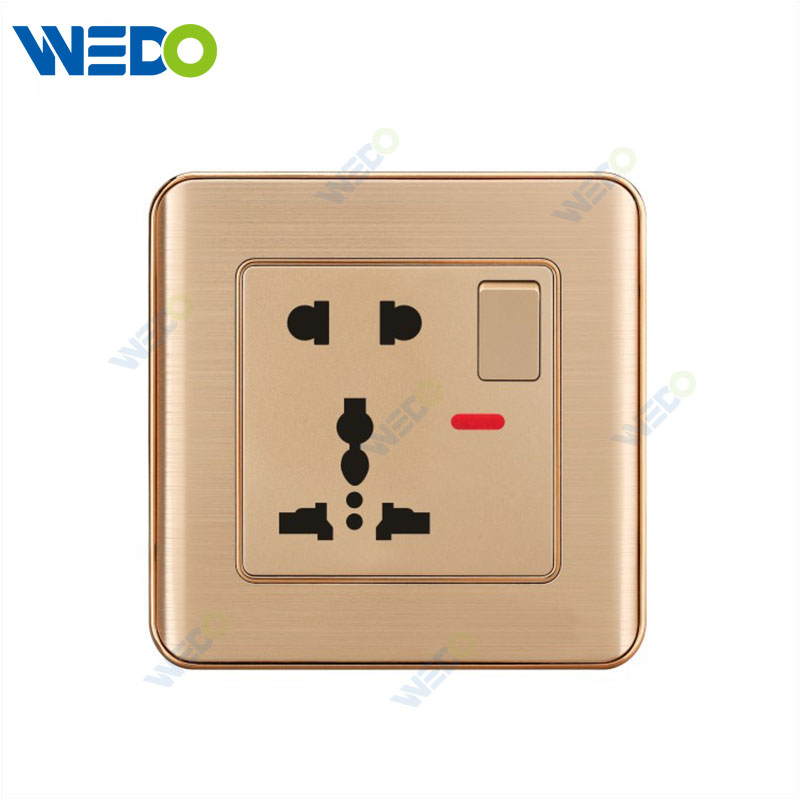 C32 Aluminium Gold 15A 5 Pin Multi Function Switched Socket with Neon/without Neon