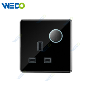 S7 Series 13A Switched Socket with LED Light Ring 250V Light Electric Wall Switch Socket Tempered Glass Material with Chrome Frame Modern Sockets