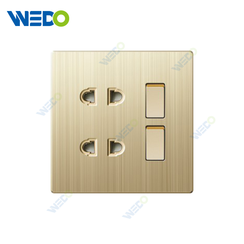 ULTRA THIN A3 Series 2gang 2way and 2gang 2pin socket Different Color Different Style Fashion Design Wall Switch 